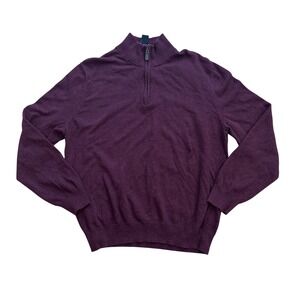 Jos A Bank Traveler Mens Large 1/4 Zip Pullover Sweater Pima Cotton‎ Burgundy